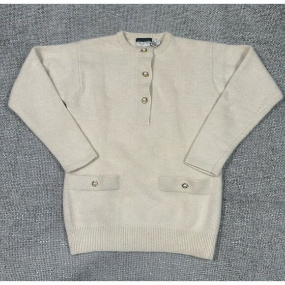 Vtg Private Collection Marshall Fields Sweater Small Cream Wool Angora Old Money - Picture 1 of 11